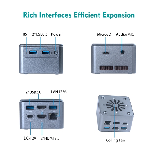 PIESIA C-BOX-M2 Mini PC Aluminum body 11th gen Intel N5105,Windows 11 Pro, 8GB RAM 256G SSD, Support 4K Dual Output, USB3.0, Dual-Band WiFi5, BT