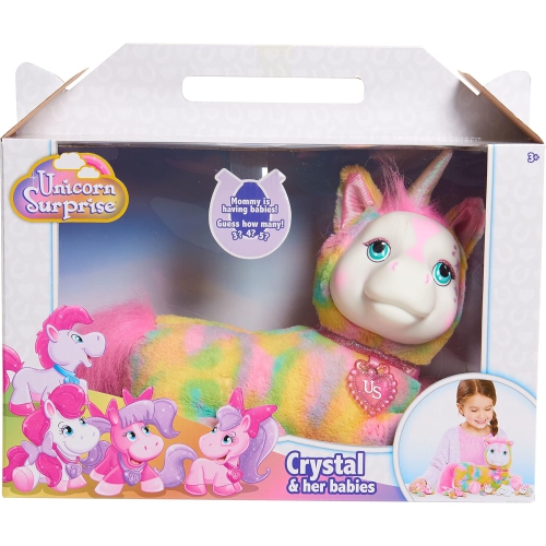 Unicorn Surprise Crystal, Pastel Rainbow, Stuffed Animal Unicorn and Babies,