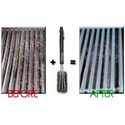 18" Wire Grill Brush - 3 Stainless Steel Brushes in 1 - Best Barbecue Grill Brush Cleaner - Perfect for Weber, Traeger, Char-Broil, Gas, Electric,