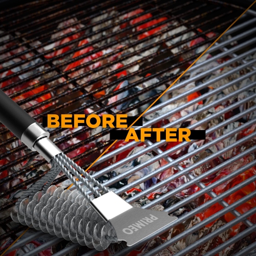 BBQ Brush, Heavy Use Grill Brush, and Scraper – Extensive BBQ Cleaner with 3 Brush Heads | Durable & Effective Stainless Steel BBQ Brush Cleaner for