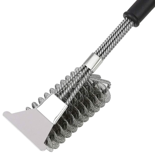 Grill Brush and Scraper, 3 in 1 BBQ Cleaner Bristle Free Barbecue Basting Brushes Great Grilling Accessories Gift Effective for Stainless Steel,