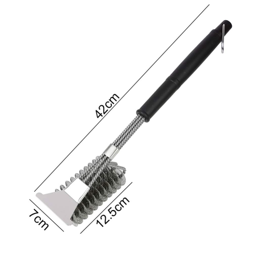 Grill Brush and Scraper, 3 in 1 BBQ Cleaner Bristle Free Barbecue Basting Brushes Great Grilling Accessories Gift Effective for Stainless Steel,