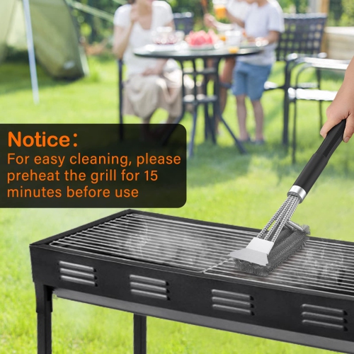 2 Packs BBQ Grill Brush, BBQ Brush Cleaner for Grill, Stainless Steel BBQ Cleaning Brush with Scraper, BBQ Brush Bristle Free Suitable for Gas,
