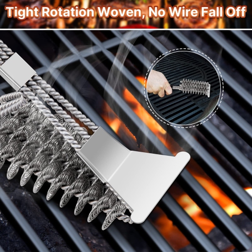BBQ Grill Brush, 360°Clean 17 Inch Bristle Free Barbecue Brush, Stainless Steel Scraper BBQ Cleaning Brush, BBQ Accessories for Most Stainless Steel,