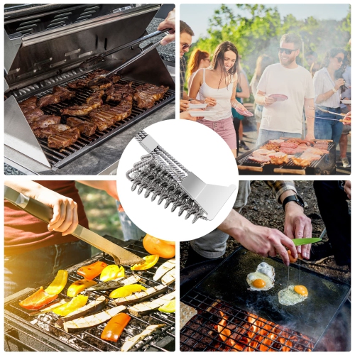 BBQ Grill Brush, 360°Clean 17 Inch Bristle Free Barbecue Brush, Stainless Steel Scraper BBQ Cleaning Brush, BBQ Accessories for Most Stainless Steel,