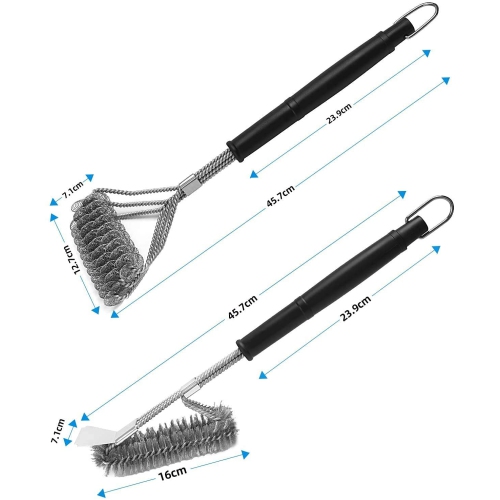 2 Pack BBQ Grill Brush , 18 Inch BBQ Accessories, BBQ Cleaning Brush Safe Bristle Free BBQ Brush,100% Rust-Proof Stainless Steel- BBQ Grill Cleaner