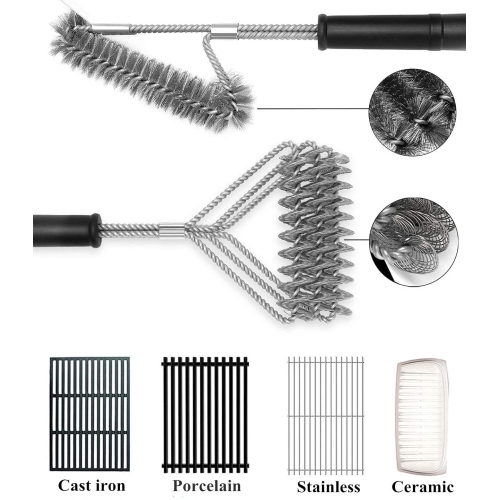 2 Pack BBQ Grill Brush , 18 Inch BBQ Accessories, BBQ Cleaning Brush Safe Bristle Free BBQ Brush,100% Rust-Proof Stainless Steel- BBQ Grill Cleaner