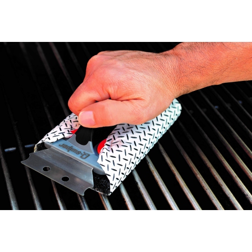 BBQ Grill Cleaner Set - 1 BBQ Brush with Scraper and 25 BBQ Grill Cleaning Wipes. Bristle Free & Wire Free. Safe Way to Remove Grease and Grime for A