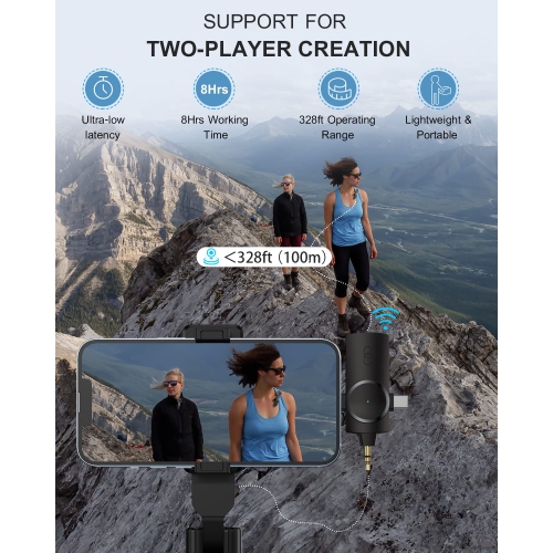 Dual Wireless Microphones for iPhone/Android Phone/Camera/Laptop, Wireless Lavalier Microphone for Video Recording Podcast YouTube TikTok Facebook,