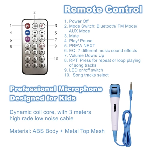 Haut-parleur karaoké Bluetooth enfants 2 microphones, machine karaoké portative sans fil rechargeable haut-parleur musique lecteur MP3 pour enfants