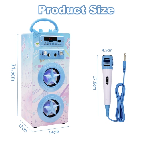 Haut-parleur karaoké Bluetooth enfants 2 microphones, machine karaoké portative sans fil rechargeable haut-parleur musique lecteur MP3 pour enfants
