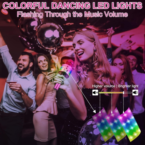 Microphone de karaoké sans fil Bluetooth, haut-parleur portatif micro pour tous les téléphones intelligents, cadeau pour filles garçons enfants