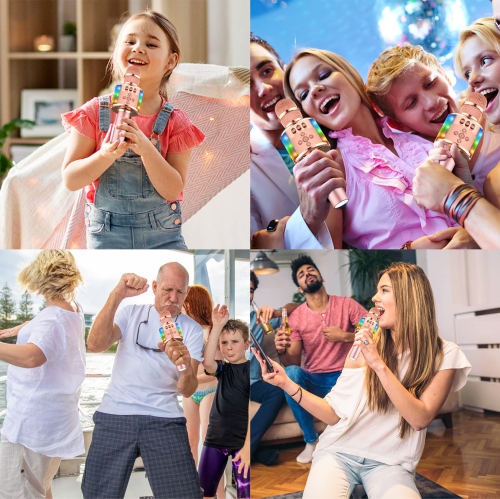 Bluetooth Wireless Karaoke Microphone with Controllable LED Lights, Portable Handheld Karaoke Speaker Machine Birthday Home Party for PC or All