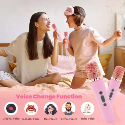 Haut-parleur karaoké Bluetooth enfants 2 microphones, machine karaoké portative sans fil rechargeable haut-parleur lecteur MP3 pour enfants Fête