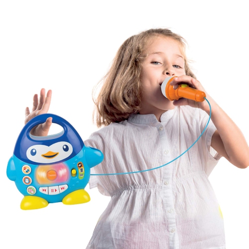 Penguin Music Player and Karaoke Microphone for Kids Playtime Fun. Toddler Music and Karaoke Toy Microphone. Singing Machine Karaoke for Kids.