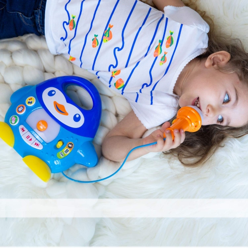 Penguin Music Player and Karaoke Microphone for Kids Playtime Fun. Toddler Music and Karaoke Toy Microphone. Singing Machine Karaoke for Kids.