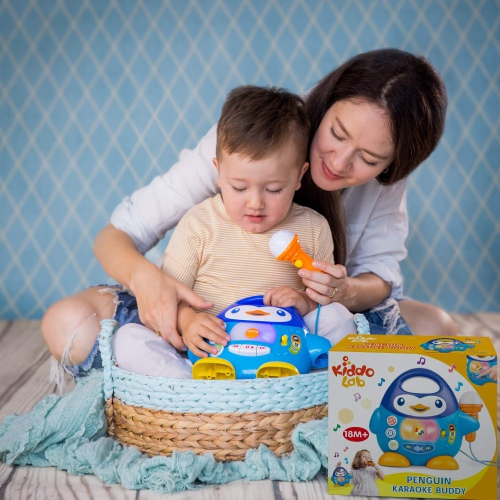 Penguin Music Player and Karaoke Microphone for Kids Playtime Fun. Toddler Music and Karaoke Toy Microphone. Singing Machine Karaoke for Kids.