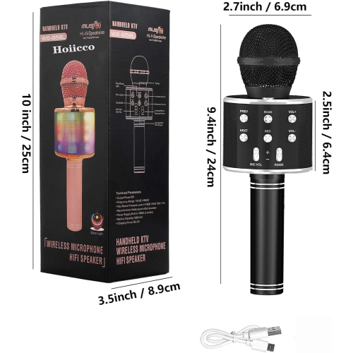 Wireless Bluetooth Karaoke Microphone, 3-in-1 Portable Handheld Mic Speaker Machine for All Smartphones, Gift for Girls Boys Kids Adults All Age