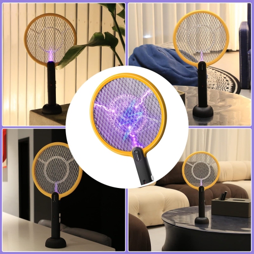 Bug Zapper Racket 2 in 1Electric Standing Fly Swatter with 4000V High Power Grid, 3-Layer Safety Mesh, Suitable for Indoors and Outdoors