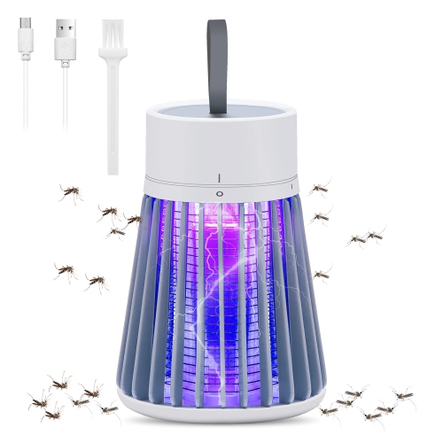 Lampe d'intérieur anti-moustiques et mouches rechargeable Bug Zapper avec  lampe à suspendre électrique à DEL USB portative pour la chambre à coucher  extérieure Camping gris