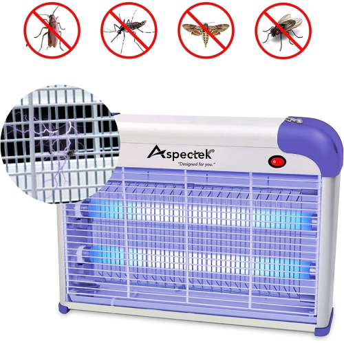 20W Indoor Bug Zapper, Powerful UV Bugs Lamp Attract Insects and 2800V Grid Kills Flying Insects, Includes 2 Replacement Bug Lights