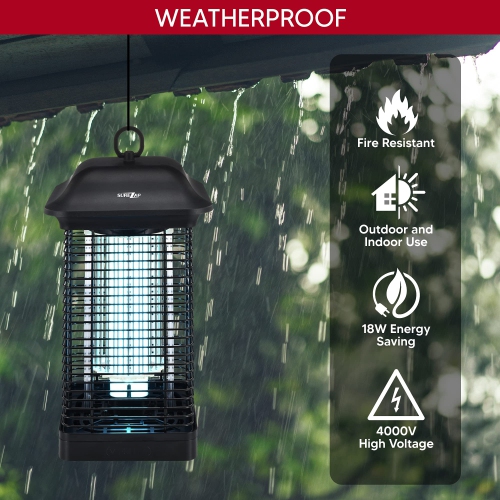18W Outdoor Indoor 4000V Electric Bug and Fly Zapper MO004, Effective Bugs, Flies, Mosquitoes, Moths and Other Flying Insects