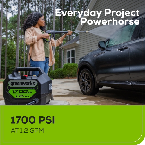 Greenworks 1700 PSI 1.2 GPM 13 Amp Cold Water Electric Pressure Washer - GPW1704