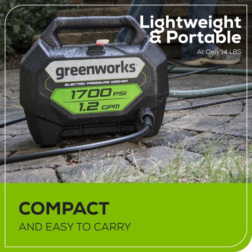 Greenworks 1700 PSI 1.2 GPM 13 Amp Cold Water Electric Pressure Washer - GPW1704