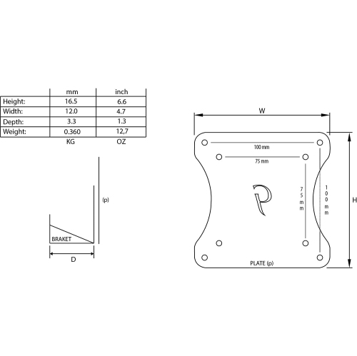 Gladiator Joe Monitor Arm/Mount VESA Bracket Adapter Compatible with ASUS VN279QL, VN279QLN, VX228, VX238, VX238D,VX238H, VX238H-W, VX238N, VX238S,