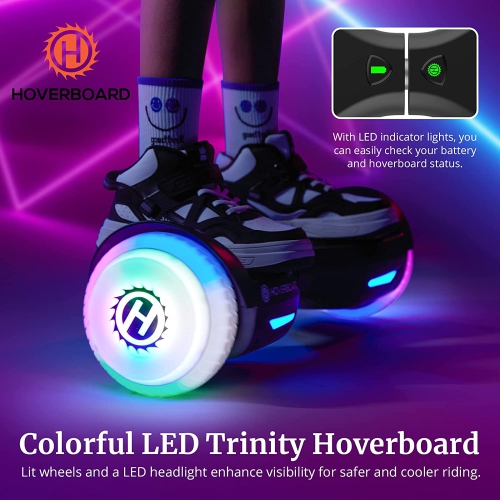GOTRAX Trinity Hoverboard for Kids and Adults - 6.5" Colorful Wheels & Music Speaker, Dual Brushless 200W Motor up to 10km/h & Max 5km Range