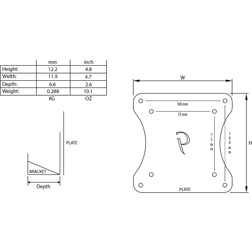 Gladiator Joe Monitor Arm/Mount VESA Bracket Adapter Compatible with Dell ST2410, ST2410b, ST2310, ST2310f, ST2210, ST2210b, ST2010 | Black