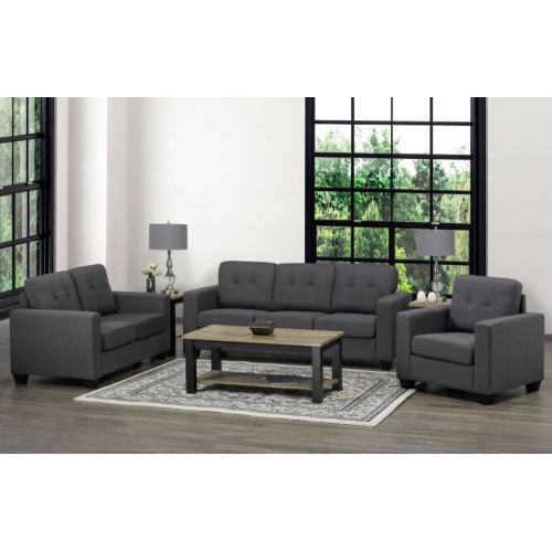 Charcoal Linen Contemporary Sofa Set