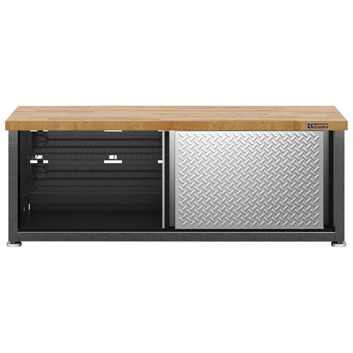 Gladiator Steel Shoe Storage Bench Cabinet - Silver Tread