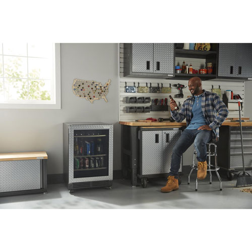 Gladiator Steel Shoe Storage Bench Cabinet - Silver Tread