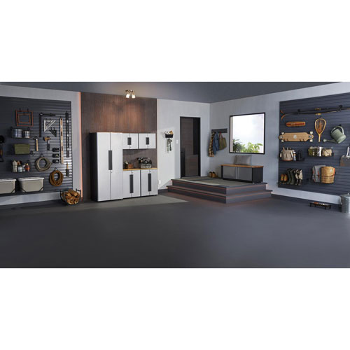 Gladiator Steel Shoe Storage Bench Cabinet - Silver Tread