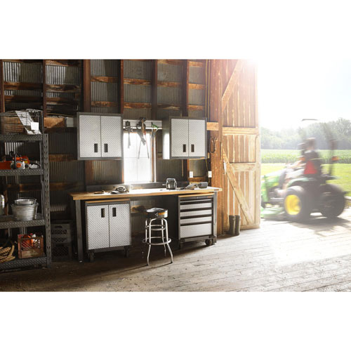 Gladiator Heavy Duty Welded Steel Modular GearBox Cabinet - Silver Tread