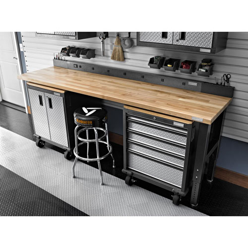 Gladiator Heavy Duty Welded Steel Modular GearBox Cabinet - Silver Tread