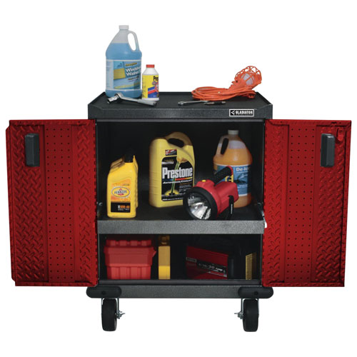 Gladiator Heavy Duty Welded Steel Storage Cabinet - Red Tread