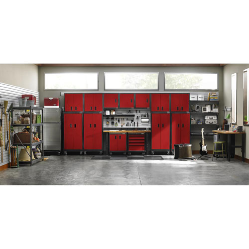 Gladiator Heavy Duty Welded Steel Storage Cabinet - Red Tread