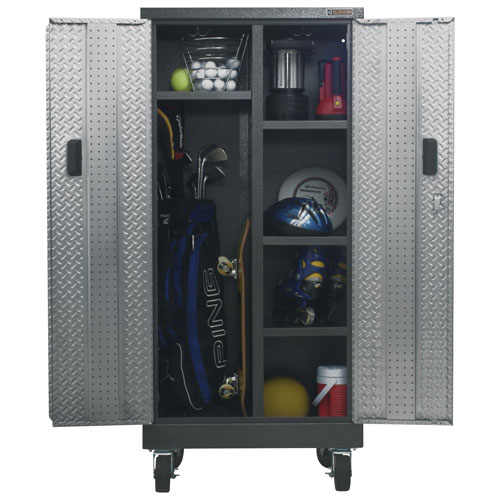 Gladiator Heavy Duty Welded Steel Storage Cabinet - Silver Tread