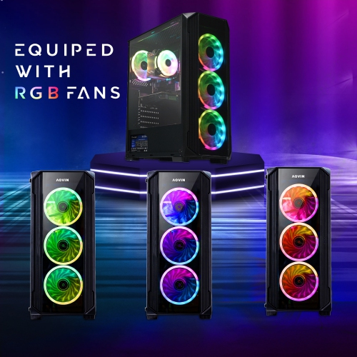 Gaming PC Desktop Tower AQVIN ~ Intel i7 ~ 32GB RAM DDR4 ~ 512GB SSD ~ GeForce RTX 3050 6GB GDDR6 ~ 27 inch Gaming Monitor ~ Windows 11 Pro~ WiFi