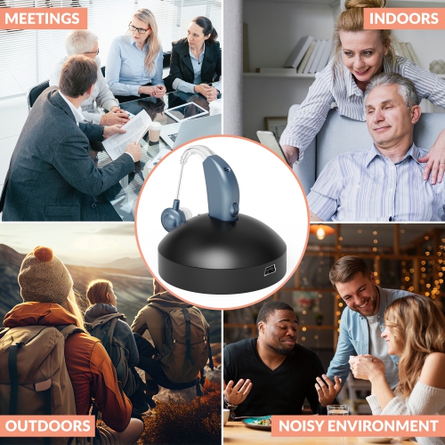 Amplificateur d'audition numérique - amplificateur sonore à amélioration auditive personnelle avec autonomie prolongée de plus de 500hr heures, bleu