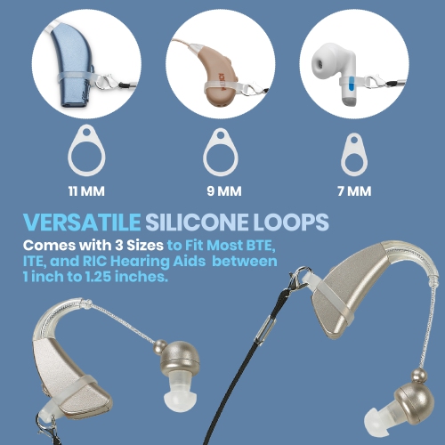 Hearing Aid Clip - Protective Holder with Anti Lost Lanyard Cord - Rope with Loops and Clip and Security Clip Ideal for Behind The Ear Hearing Aids