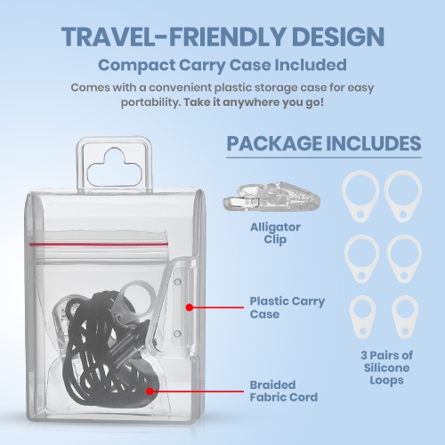 Hearing Aid Clip - Protective Holder with Anti Lost Lanyard Cord - Rope with Loops and Clip and Security Clip Ideal for Behind The Ear Hearing Aids
