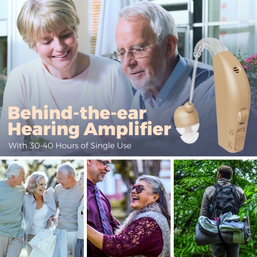Rechargeable Digital Hearing Amplifiers BTE, Enhanced Noise Reduction, All-Day Battery Life, Lightweight & Comfortable for Adults & Seniors, ZBD 108