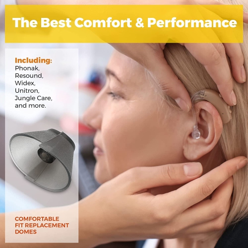 MEDca Hearing Aid Standard Receiver Tulip Domes Sure Fit - Universal Invisible Tip Replacement Ear Domes for BTE PSAP Hearing Amplifiers