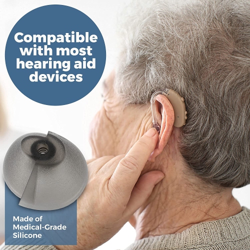 MEDca Hearing Aid Standard Receiver Tulip Domes Sure Fit - Universal Invisible Tip Replacement Ear Domes for BTE PSAP Hearing Amplifiers