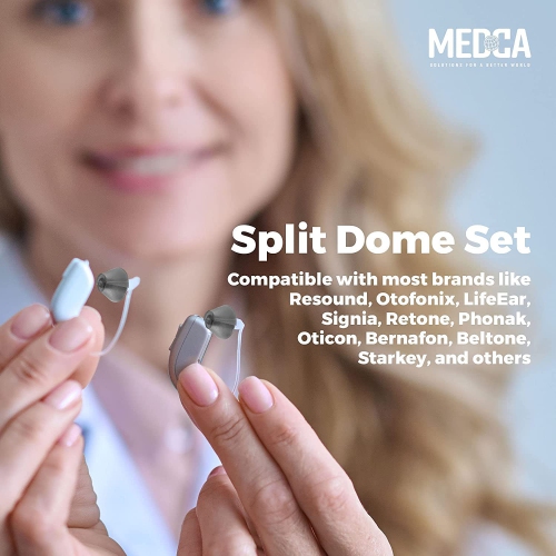 MEDca Hearing Aid Standard Receiver Tulip Domes Sure Fit - Universal Invisible Tip Replacement Ear Domes for BTE PSAP Hearing Amplifiers