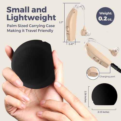 Rechargeable Digital Hearing Amplifiers BTE, Enhanced Noise Reduction, All-Day Battery Life, Lightweight & Comfortable Behind The Ear, Skin Tone
