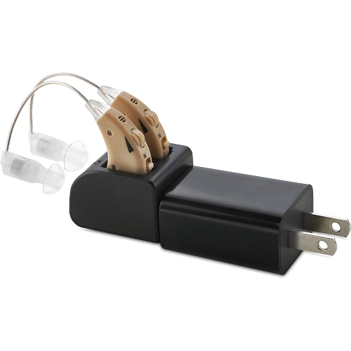 Hearing Amplifiers Set with New Digital Technology - Almost Invisible Design and Rechargeable USB Dock - Personal Pair Sound Amplifier with